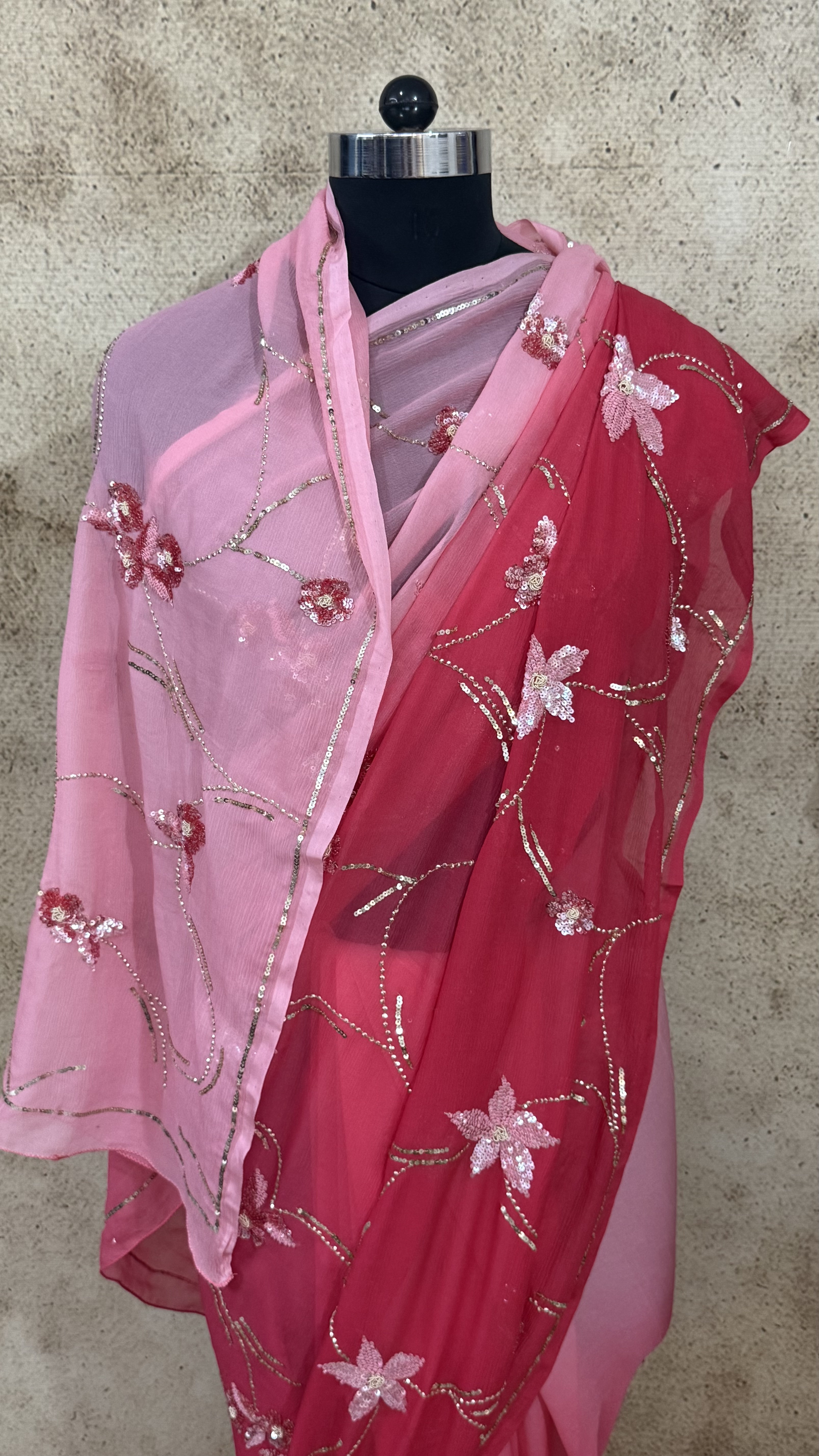 Pink Red Sequin Jaal - Image 3